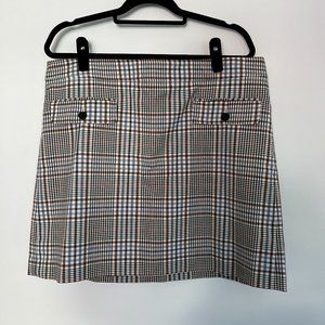 LOFT Outlet Plaid Button Detail Mini Skirt  - Size 16